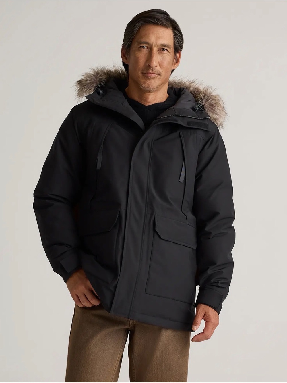 NWT Quince Responsible Down Hooded Parka Black M Faux Fur Waterproof